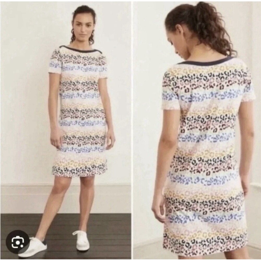 Boden Georgia Jersey Rainbow Animal Print T Shirt Dress Women’s Size 6 Petite